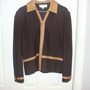 ST. JOHN KNIT COLLECTION CARAMEL/BROWN KNIT SKIRT